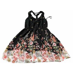 Women's American Rag Floral Corset Style Top Lace accent back Sun Dress Size Med